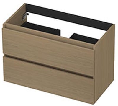 INK - Onderkast 2 Laden Greeploos met Houten Keerlijst - 800x400x520 Mm - Olijf Eiken