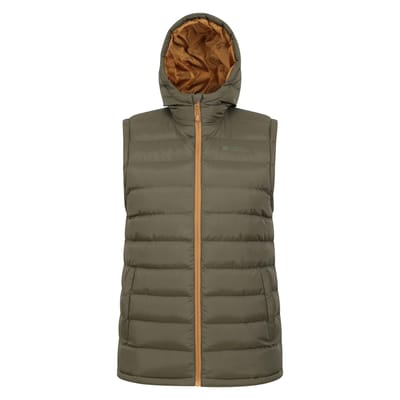 Mountain Warehouse Heren Seizoenen Gewatteerd Gilet met Capuchon (Donkere Khaki)