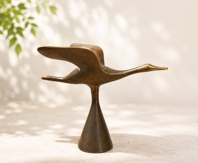 URN ZWAAN/ BRONS / AS URN / BRONZEN URN/ MINI URN