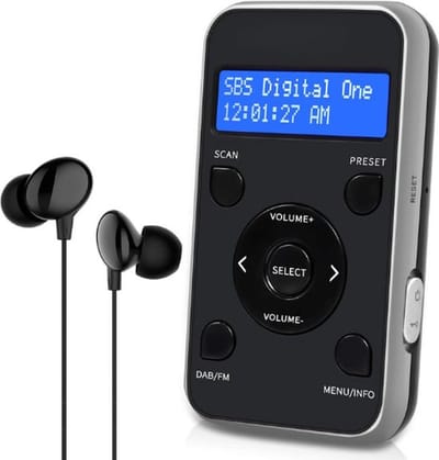MP3 Speler Digitale Radio - DAB/DAB+ en FM-radio - Draagbare Sportradio - 20 Voorkeurzenders, Klok en Alarm - Zwart Grijs