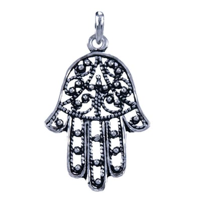Zilveren Fatima handje ketting hanger - middel