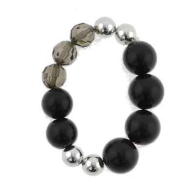 Behave - Kralenarmband zwart met zilverkleur glans - modern accent