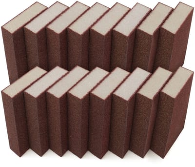 Dailygoody - Grove Schuurspons - Wasbaar en Herbruikbaar - Ideaal Voor Hout en Metaal - 16 Stuks - Schuurblok Voor Polijsten - 70 Korrel Grof