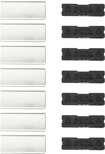 Professionele Set van 7 Magnetische Naambordjes van Aluminium voor Kleding met Dubbele Magneet, 72 x 32 mm, Ideaal voor Bedrijven en Evenementen
