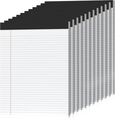 12 stuks gelijnde notitieblokken – 20 x 28 cm – 600 vellen – micro-geperforeerd papier