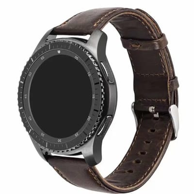 DrPhone LB1 Leren Smartwatch Band 20mm – Bruin Horlogebandje – Compatibel Met Samsung Galaxy Watch, Gear S2 Classic, Huawei Watch 2 en Amazfit - Coffee