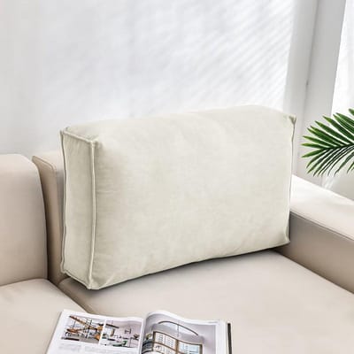 Bank Kussen - Leeskussen Rugsteun - Comfortabel Lezen - Afneembare Hoes - 90 x 12 x 45 cm - Beige