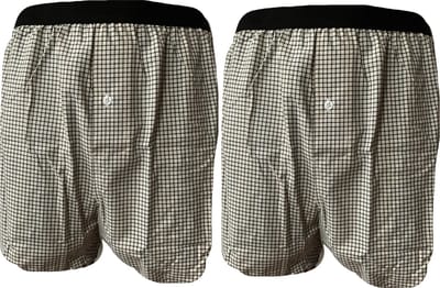 Embrator 2-stuks mannen Boxershorts geweven katoen off wit/zwart XXL