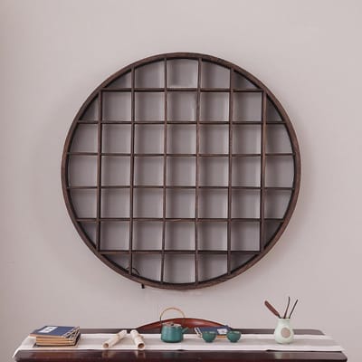 Mokkenrek Hout - Bekerhouder Wand - Keuken Organiseren - Massief Houten Plank - 100 cm Diameter - Natuurlijk Hout