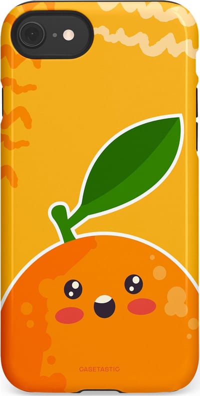 Casetastic Hoesje Geschikt voor Apple iPhone 7/8/SE - Stijlvolle Beschermende Duo-layer Case - Vrolijke Sinaasappel