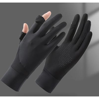 Nouveaux Gants d'Été en Soie Glacée avec Protection Solaire UV, Refroidissants, Respirants et Antidérapants, Gants de Cyclisme Doigts Entiers pour la Conduite One size