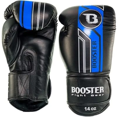 Booster Pro Range BGL V9 Bokshandschoenen – Handgemaakt in Thailand – Premium Echt Leer – Zwart/Blauw – 10 oz