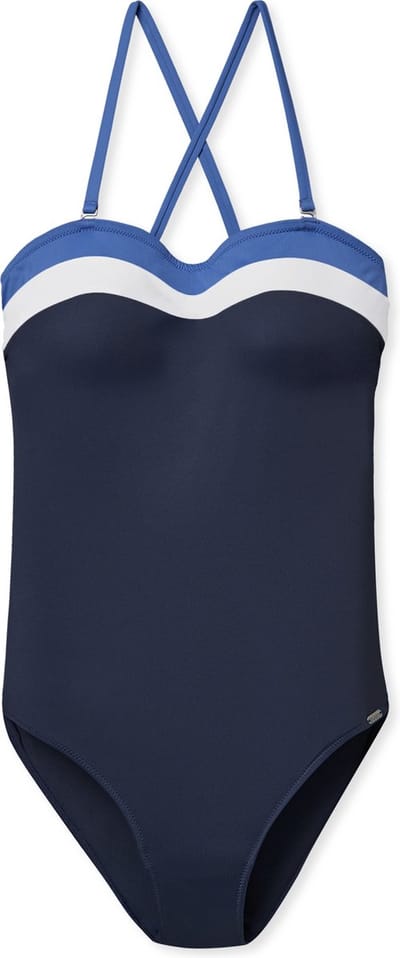 Schiesser Bandeau Badeanzug Dames Badpak - nachtblauw - Maat L