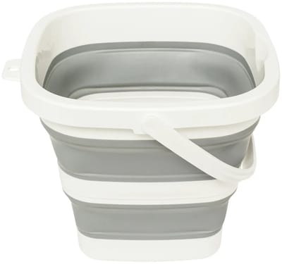 5Five Emmer opvouwbaar - 5L - grijs/wit - kunststof en rubber - Camping emmer