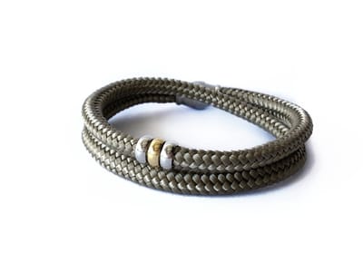 NIEUW! Jolla - dames armband - wikkelarmband - zilver - touw - bedels - Basic Rope - Taupe/Zilver