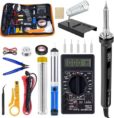 Soldeerbout Set - Elektronica Reparatie - Precisie Werk - Temperatuur Instelbaar - 100 Watt - Zwart
