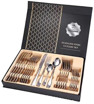 PromoHome 24-delige roestvrijstalen bestekset voor 6 personen - vaatwasmachinebestendig - klassiek design - in geschenkdoos