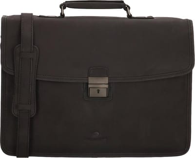 Hide & Stitches Oklahoma Laptoptas 13,3 inch (29,4x16,6 cm.) - 100% Leer - Zwart