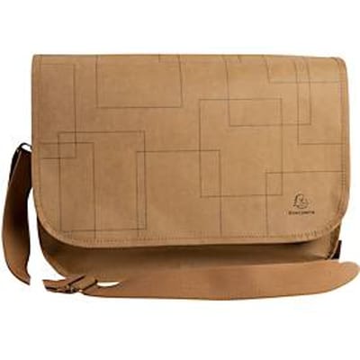 Exacompta Eterneco V1 laptoptas, lederlook, voor laptops tot 15", documenten tot DIN A4, B 390 x D 130 x H 270 mm, papier, bruin
