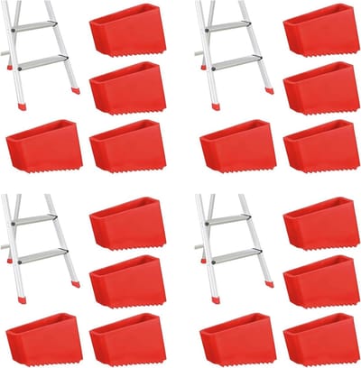 Ladder Voethoezen - Ladder Stabilisatoren - Vloer Beschermen - Eenvoudige Installatie - 16 Stuks - Rood