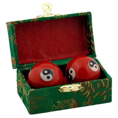 Meridiaankogels Yin Yang rood - 3.5 cm (2 stuks) - S