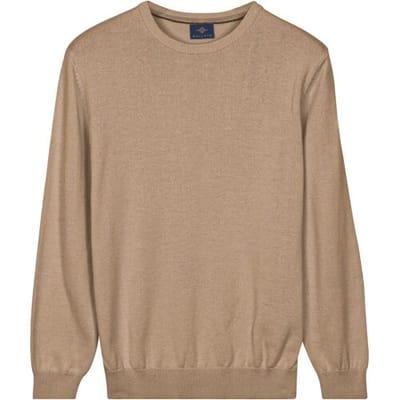 Baileys Trui Crew Neck Solid Color Cotton Knit Taupe / male