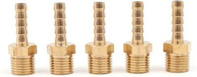 5-delige 6mm naar 1/4 inch BSP messing slangconnector voor vijver, zwembad en tuinslang adapter