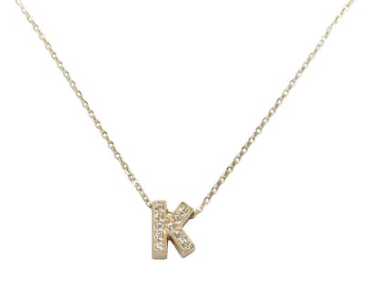 Gouden ketting met K zirkonia hanger