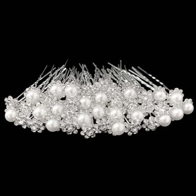 Dailygoods- Bruidshaarspelden 20 stuks - Bruidsmeisjes Haaraccessoires - Parels/Kristal - Strass Haarspelden - Geschikt voor Bruiloften - Elegante Bruidslook