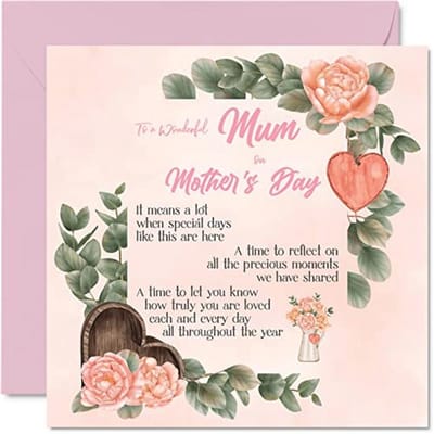 Moederdag Kaart met Bloemen Boeket | Traditionele Groet voor Mama | 145mm x 145mm