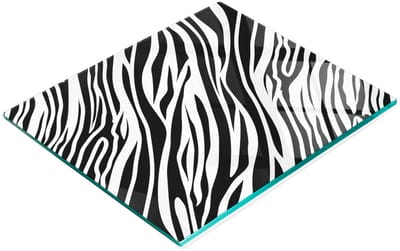 Duurzame en stijlvolle snijplank van gehard glas met zebraprint, 60x52 cm