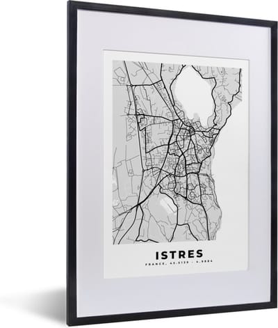 Fotolijst incl. Poster - Frankrijk - Plattegrond - Kaart - Istres - Stadskaart - 30x40 cm - Posterlijst