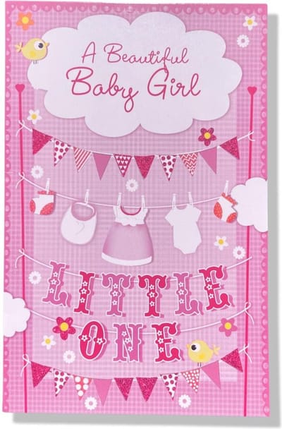 A Beautiful Baby Girl! - Luxe Geboortekaartje Meisje - 12x17cm - Gevouwen wenskaart met envelop