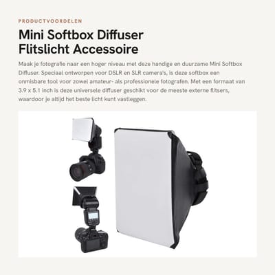 Dailygoods - Mini Softbox Diffuser - Flitslicht Accessoire - 3.9 x 5.1 inch - Versterkt Licht - Voor Externe Flitsers - Ideaal voor Fotografie
