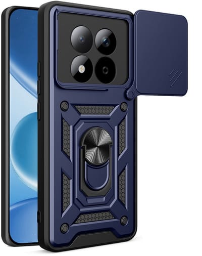 MobyDefend Hoesje - Geschikt voor Xiaomi Redmi Note 15 Pro Plus 5G - Pantsercase Met Draaibare Ring - Blauw
