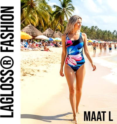 LaGloss® Dames Eendelig Badpak met Open Rug & Bloemenprint – Comfortabele Zomer Strandoutfit - Hoge Stretch Zwemkleding - Maat L