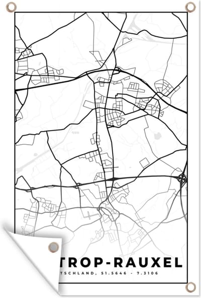 Muurdecoratie Castrop-Rauxel - Plattegrond - Kaart - Stadskaart - 120x180 cm - Tuinposter - Tuindoek
