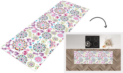 Keukenloper - Loper keuken - Regenboog - Bloemen - Vlinder - Design - 150x50 cm - Keukenloper vinyl