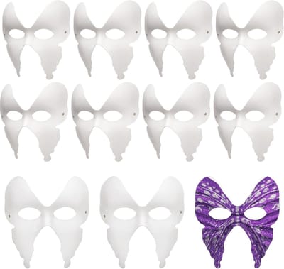Half Face Maskers - 10 Stuks DIY Witte Papieren Maskers voor Halloween, Carnaval en Feestdecoratie