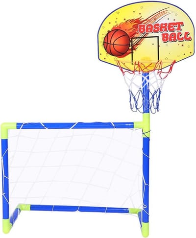 2-in-1 Voetbaldoel en Basketbalstandaard voor Kinderen - Draagbaar Sportspeelgoed