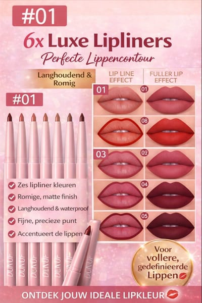 6-Delige Matte Lipliner Set - Meerdere Kleuren - Langhoudend - Waterresistent - Niet Vervagend