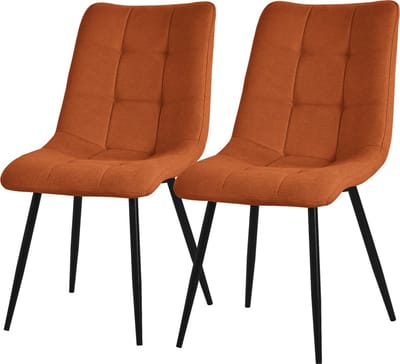 Eetkamerstoelen set van 2 oranje keukenstoelen met polyester hoes en stalen poten ML design