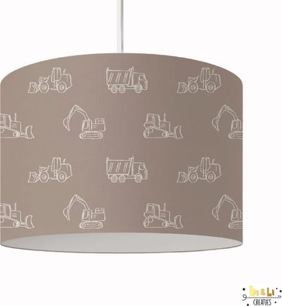 Hanglamp voertuigen taupe-auto-kraanwagen-hijskraan-kinderkamer