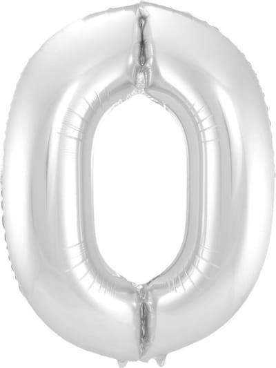 Ballon Cijfer 0 Jaar Zilver 70Cm Verjaardag Feestversiering Met Rietje