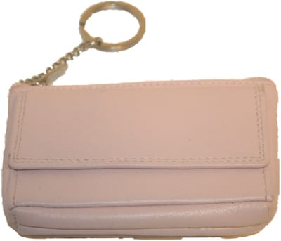 Soft lederen sleuteletui met kleingeldvakje PER 2 STUKS / sleutelbeursje met vakje voorop / kinderportemonneetje / combi beursje voor sleutels en munten in rood, paars, roze, groen, navy, blauw, zwart leer / 266 in 7 kleuren