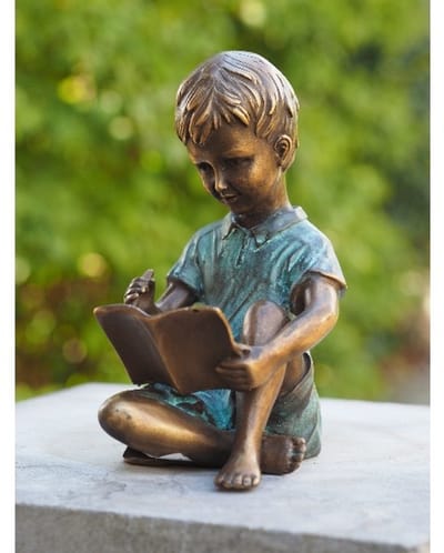 Beeld Brons Schrijvend Jongetje | Bronzen Beelden  | Bronzen Beeld Van Kinderen | 1 Jaar Garantie