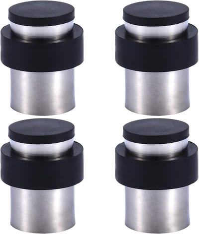 Cilindervormige Deurstopper voor Vloer en Muur, 4.5cm Roestvrij Staal met Rubber