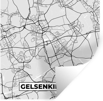 Muurstickers - Sticker Folie - Duitsland - Stadskaart - Plattegrond - Gelsenkirchen - Kaart - 100x100 cm - Plakfolie - Muurstickers Kinderkamer - Zelfklevend Behang XXL - Zelfklevend behangpapier - Stickerfolie