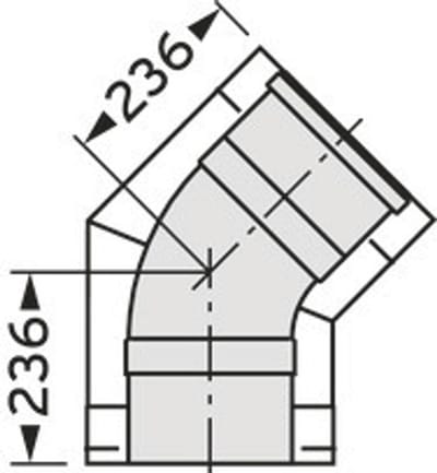 Vaillant Bocht 45 graden DN 300/200 roestvrij staal voor rookgasafvoersysteem gevel DN 200, 0020095548