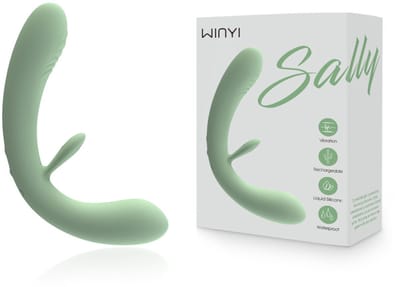 WINYI - Sally - strapless strap-on vibrator - duo vibrator - twee trillende uiteinden - stille vibrator - G-spot, clitoris en anale stimulatie - oplaadbaar - waterdicht - matcha